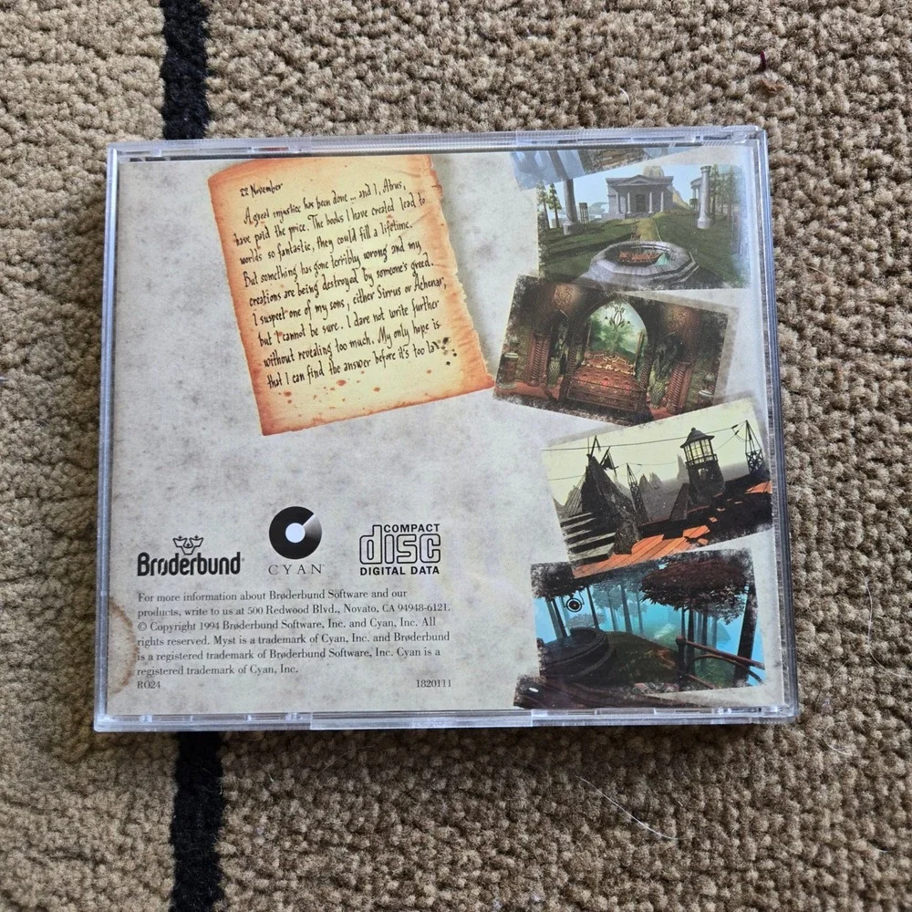 Myst PC Game Windows 3.1 MPC 1994 Broderbund Cyan Vintage Jewel Case CD-ROM